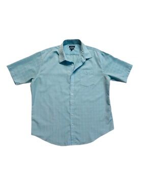 CROFT & BARROW ~ Light Aqua Blue Short Sleeve Button Down Shirt size XL